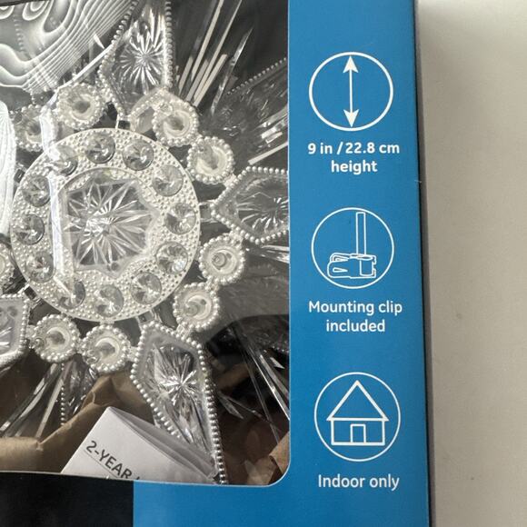 GE Silver Jewel Star Tree Topper 21 Clear Lights Green Cord 9" Christmas Holiday - Picture 8 of 11